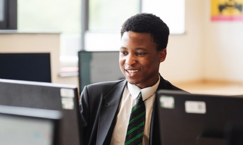 Student looking at computer screen